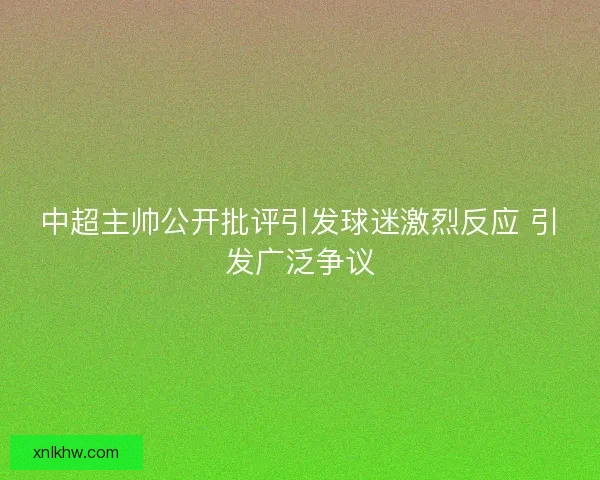 中超主帅公开批评引发球迷激烈反应 引发广泛争议